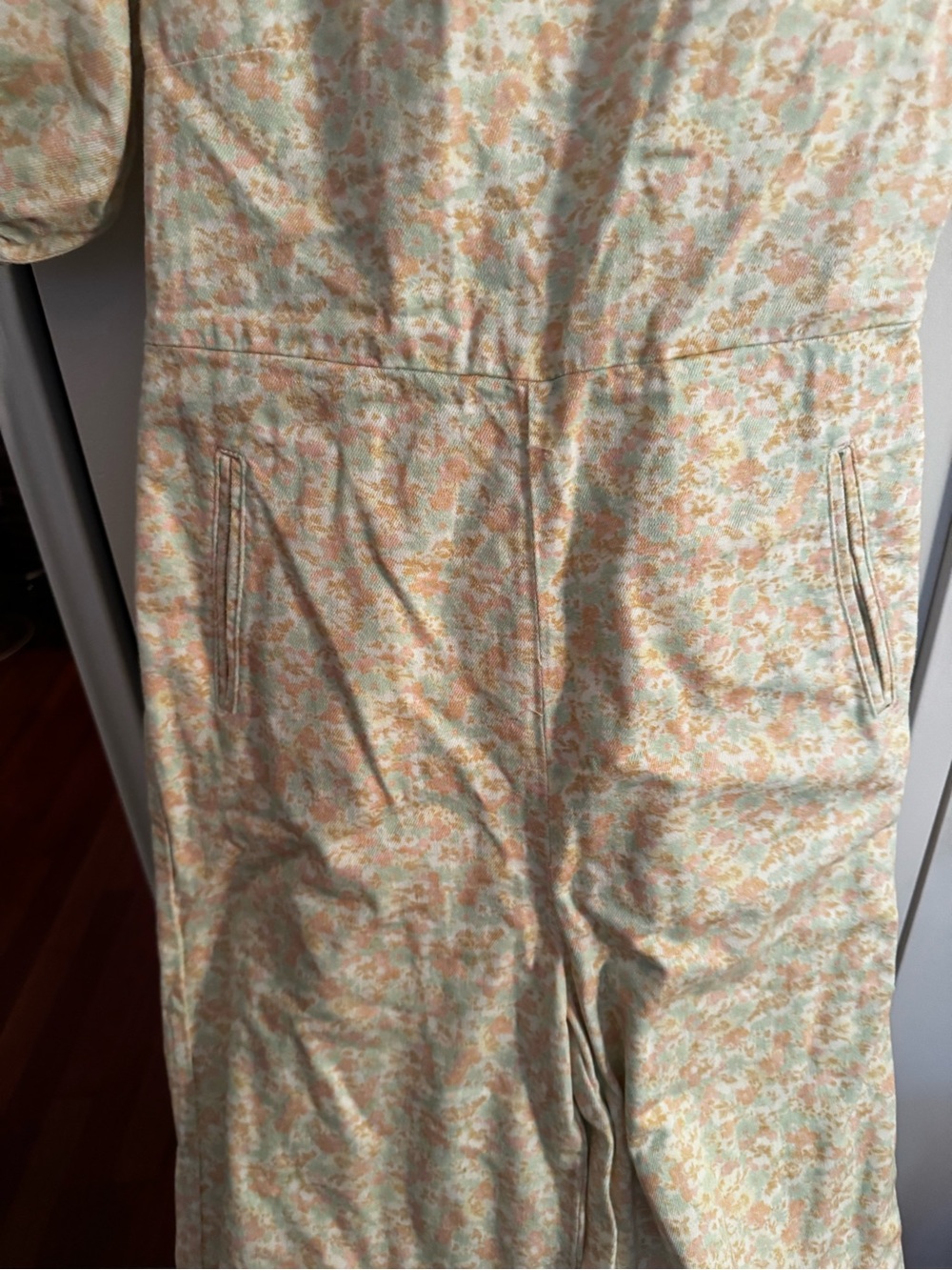 RIXO Ainsley Floral Denim Jumpsuit Cropped Wide Leg 6 - Picture 10 of 10